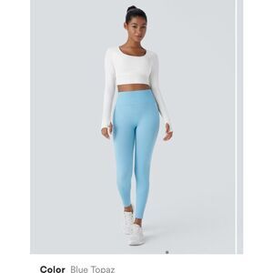 New Halara Women XS 7/8 Seamless Flow High Waisted Butt Lifting Leggings Topaz A